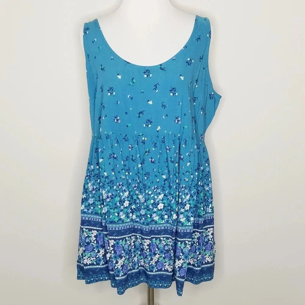 NWT Old Navy Maternity Blue Floral Tank Top L